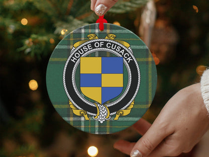 Physical Item Ornaments / one sided print 3.6" Cusack Crest Irish tartan Christmas Ornament Decoration Ornaments