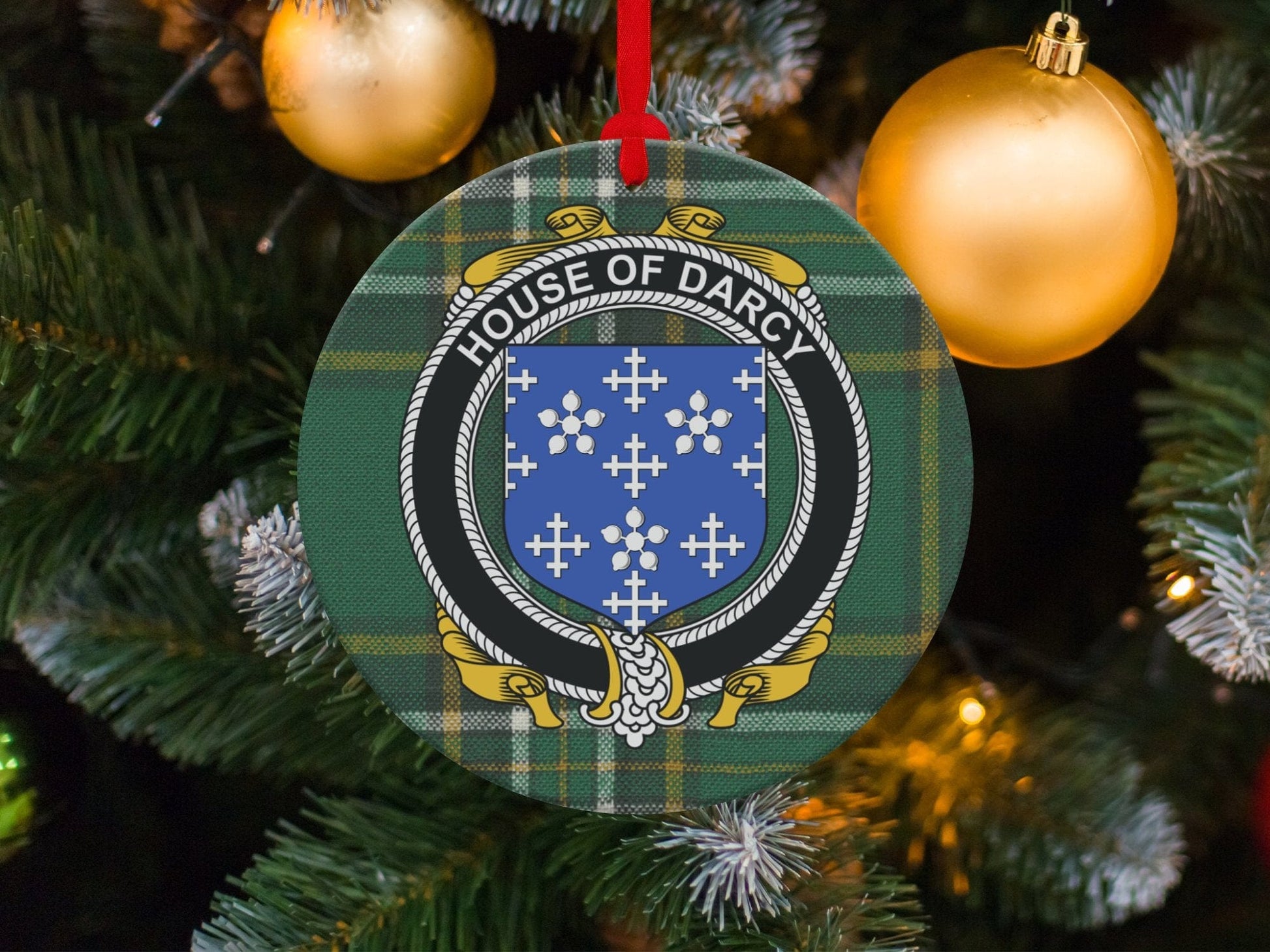 Physical Item Ornaments / one sided print 3.6" Darcy Crest Irish tartan Christmas Ornament Decoration Ornaments