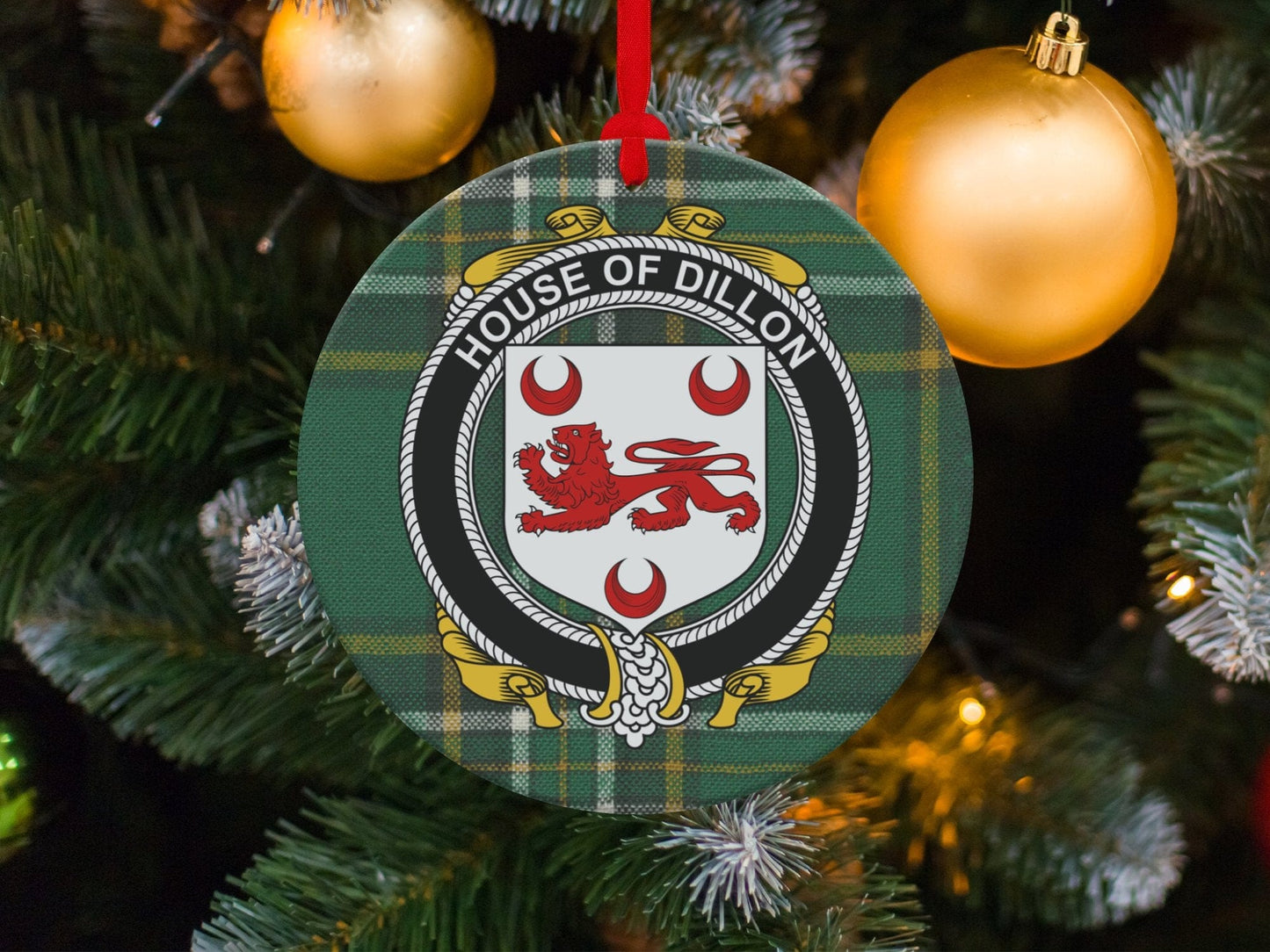 Physical Item Ornaments / one sided print 3.6" Dillon Crest Irish tartan Christmas Ornament Decoration