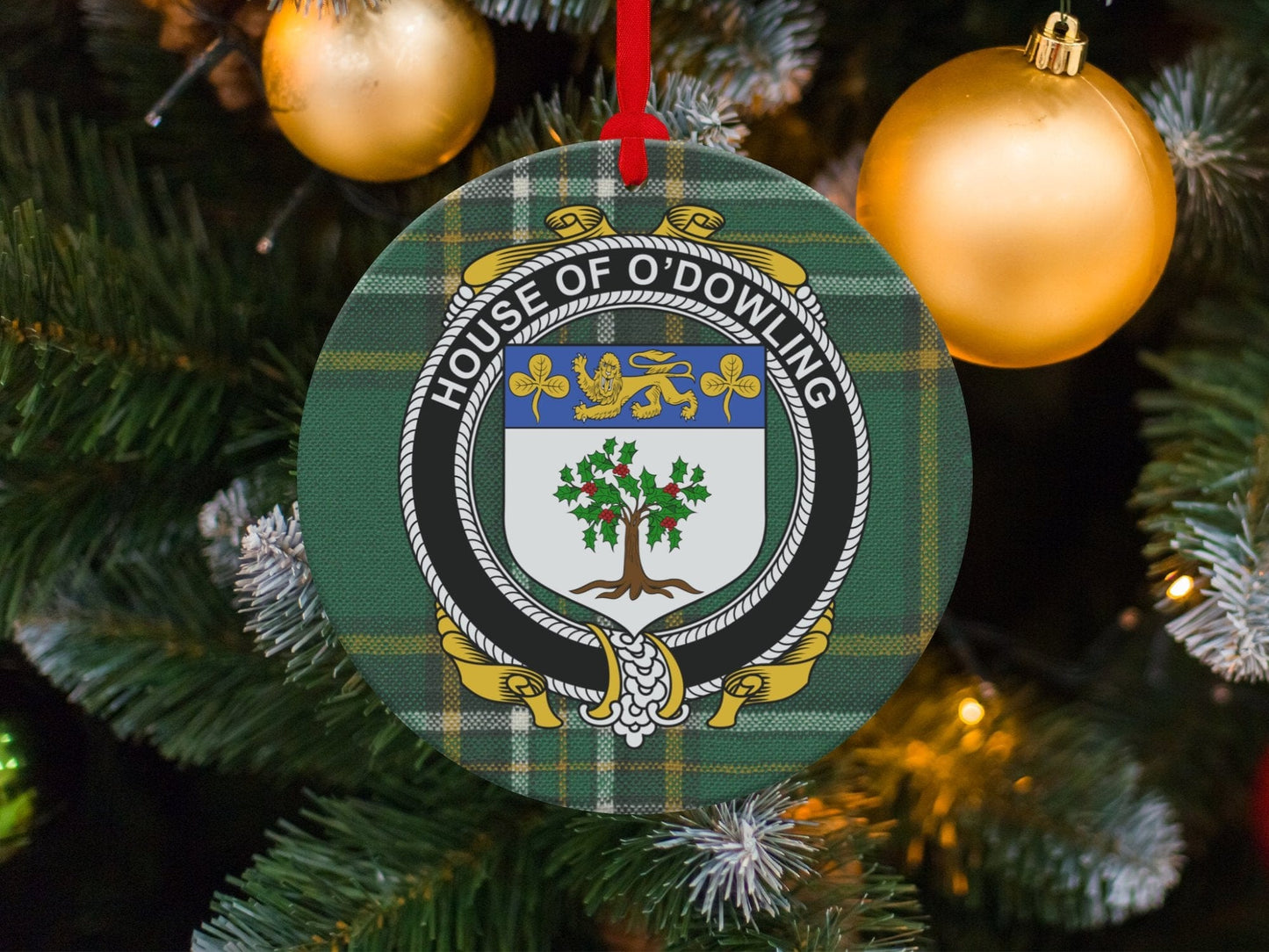 Physical Item Ornaments / one sided print 3.6" Dowling Crest Irish tartan Christmas holiday tree Ornaments