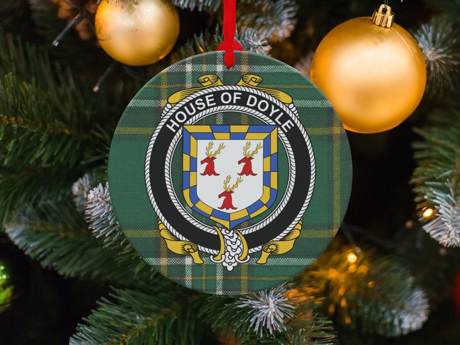 Physical Item Ornaments / one sided print 3.6" Doyle Crest Irish tartan Christmas Ornament Decoration Ornaments