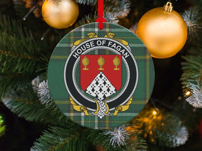 Physical Item Ornaments / one sided print 3.6" Fagan Crest Irish tartan Christmas Ornament Decoration Ornaments