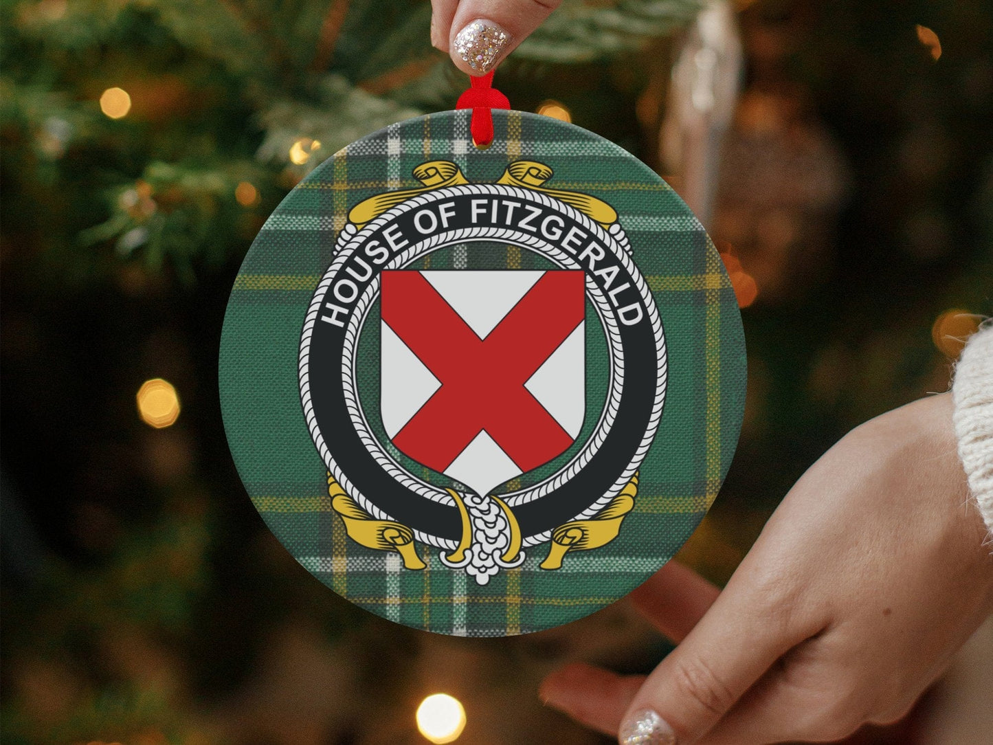 Physical Item Ornaments / one sided print 3.6" Fitzgerald Crest Irish tartan Christmas Ornament Decoration Ornaments