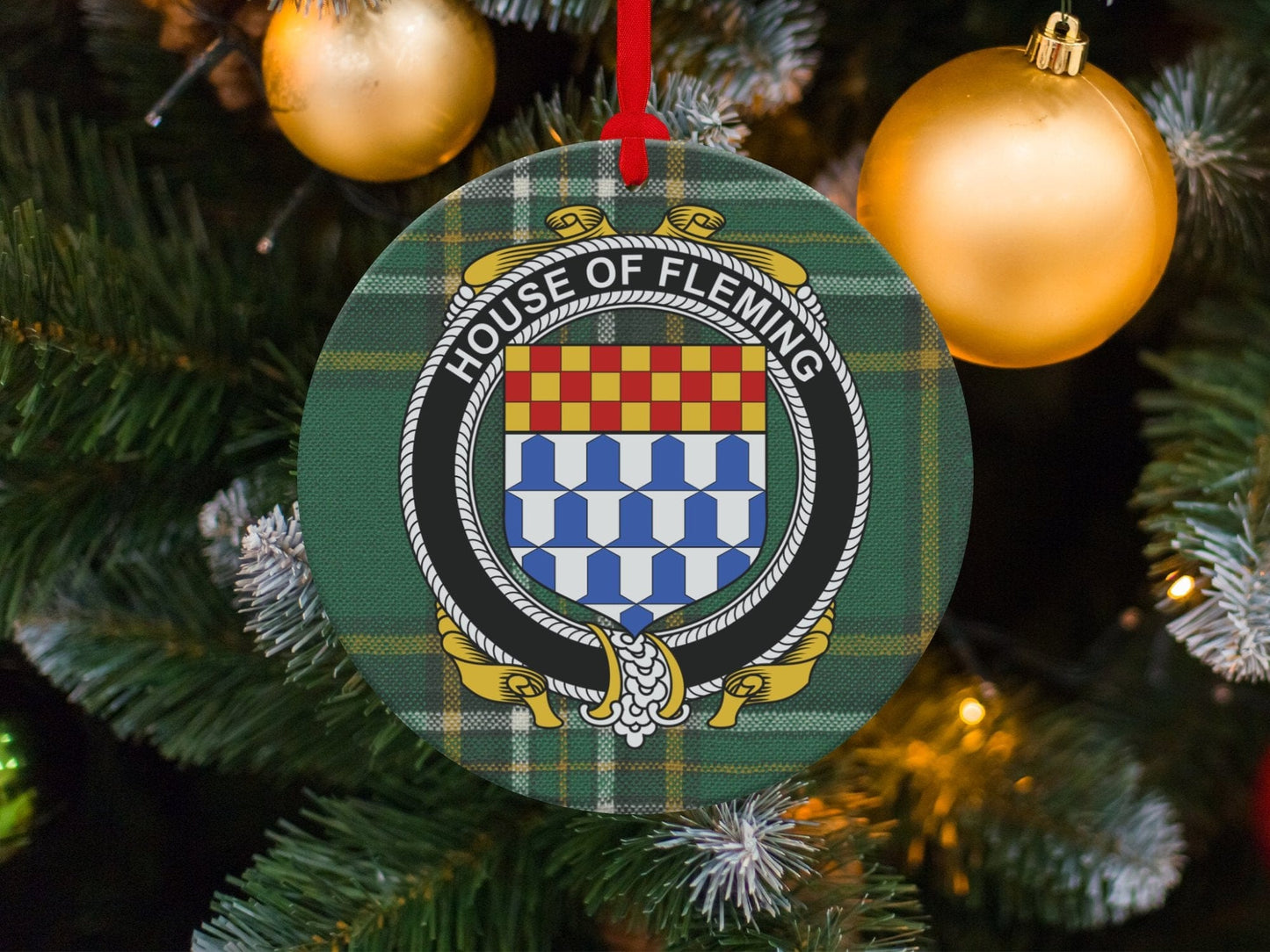 Physical Item Ornaments / one sided print 3.6" Fleming Crest Irish tartan Christmas Ornament Decoration Ornaments