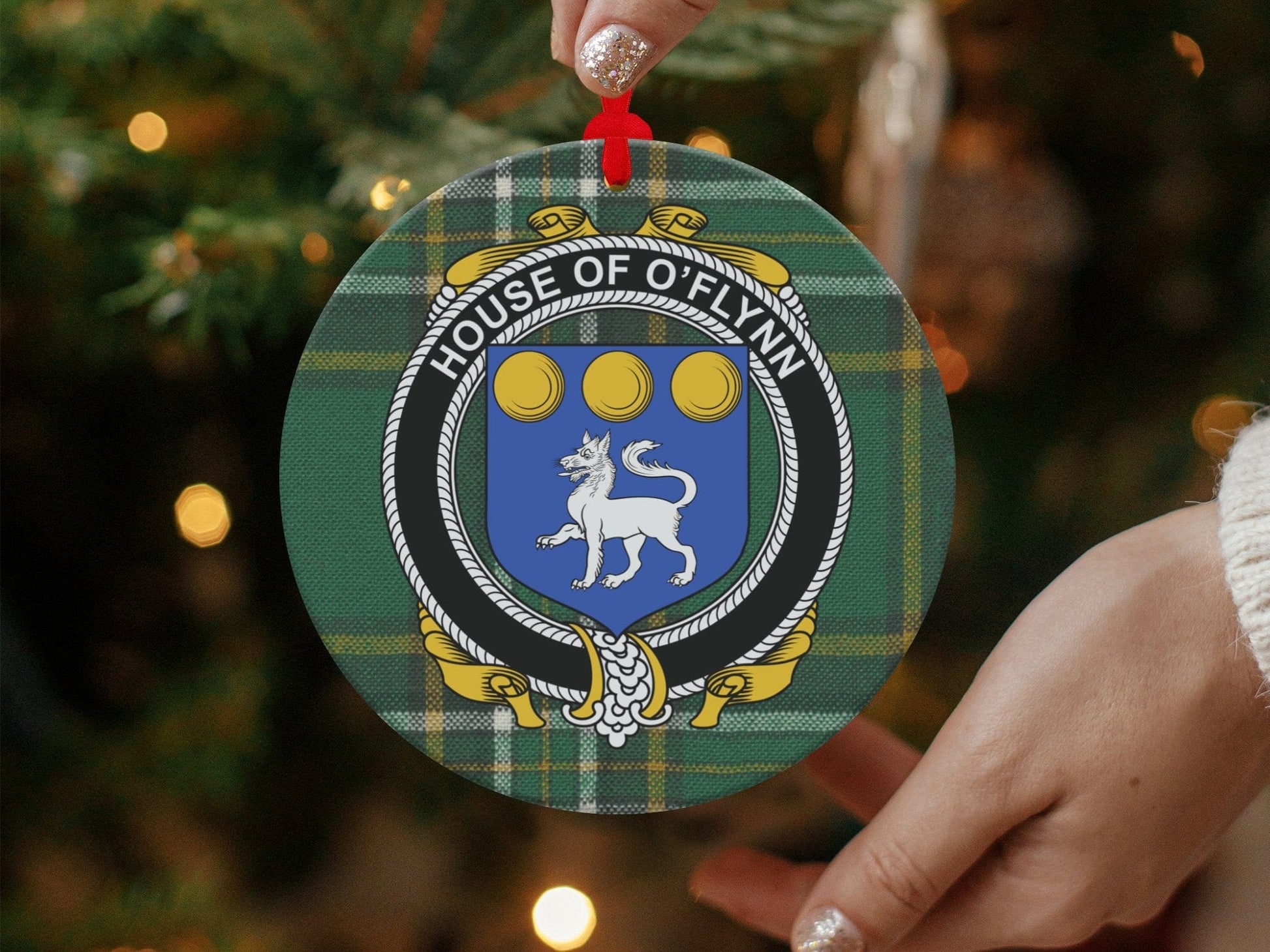 Physical Item Ornaments / one sided print 3.6" Flynn Crest Irish tartan Christmas Ornament Decoration Ornaments