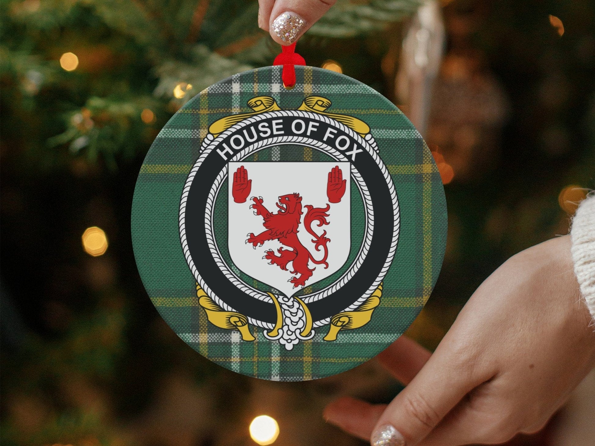 Physical Item Ornaments / one sided print 3.6" Fox Crest Irish tartan Christmas Ornament Decoration Ornaments