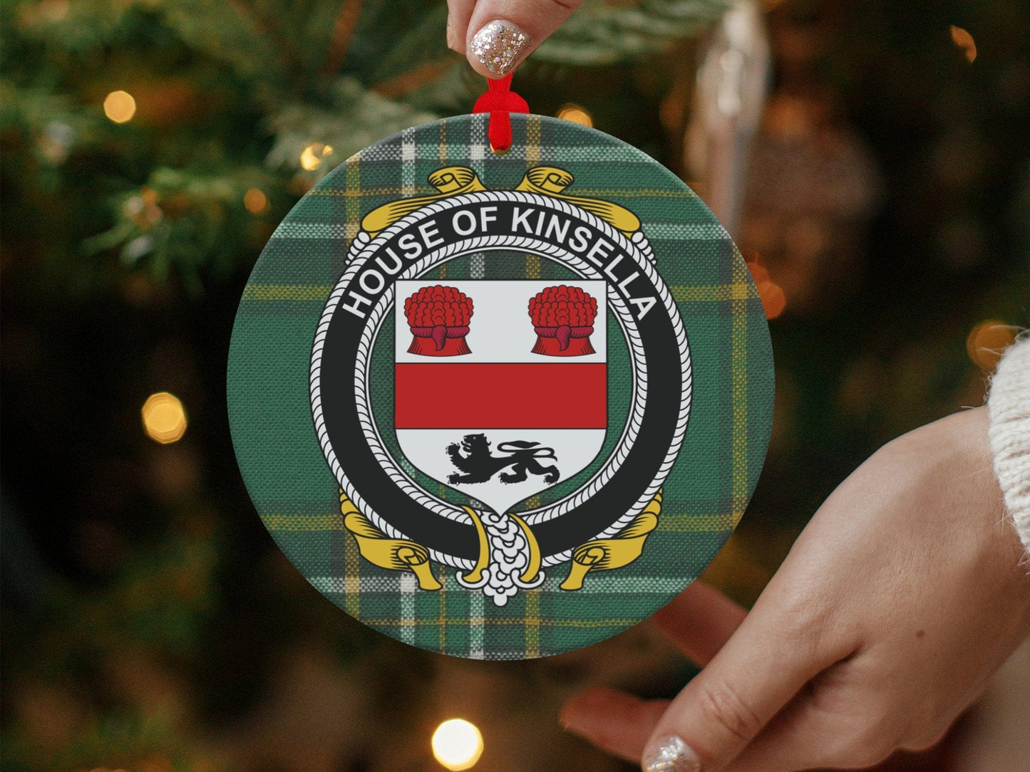 Physical Item Ornaments / one sided print 3.6" Kinsella Crest Irish tartan Christmas ornament Ornaments