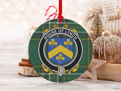 Physical Item Ornaments / one sided print 3.6" Lynch Crest Irish tartan Christmas ornament decorations Ornaments