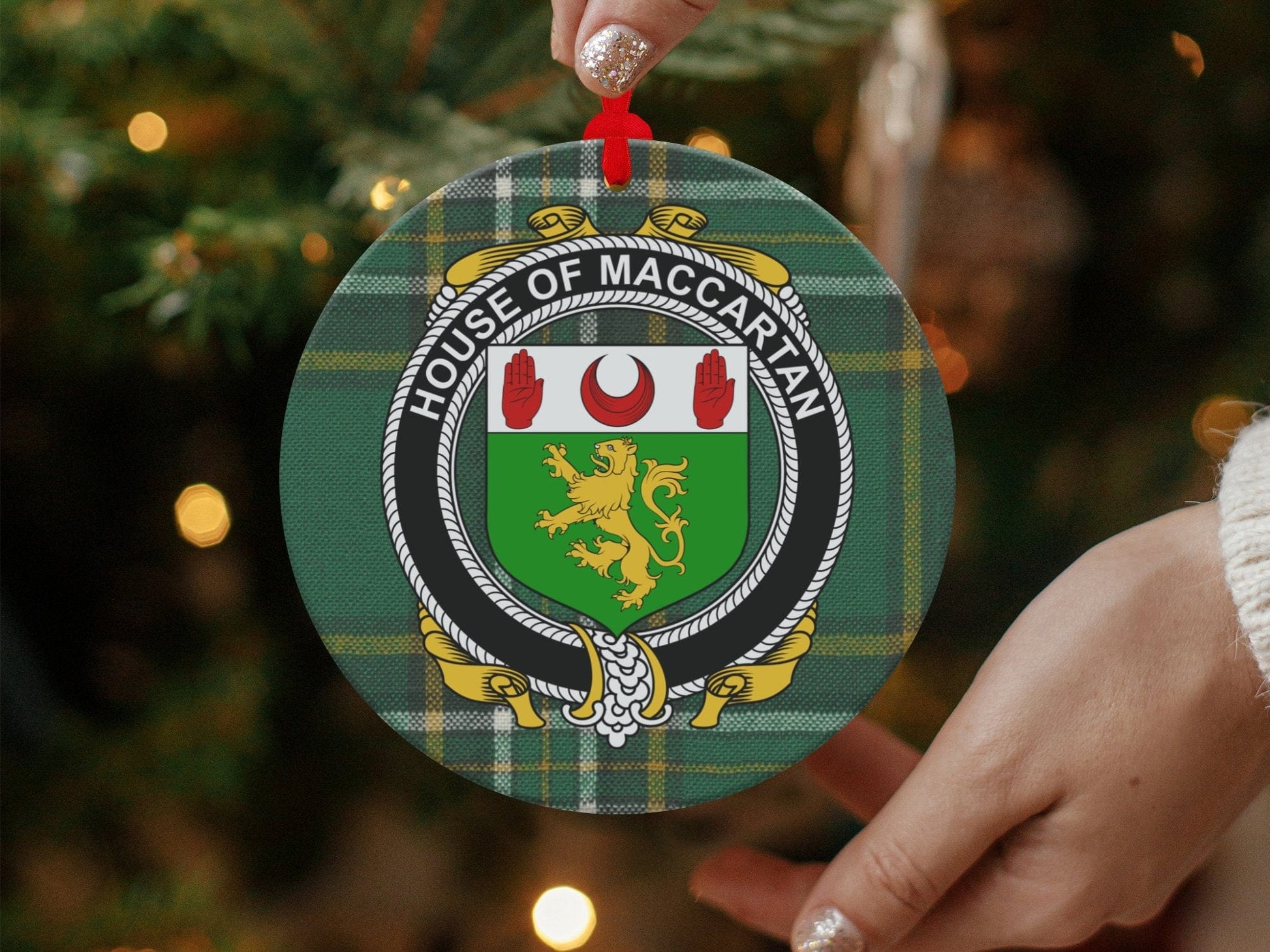 Physical Item Ornaments / one sided print 3.6" Maccartan Crest Irish tartan Christmas ornament decoration Ornaments