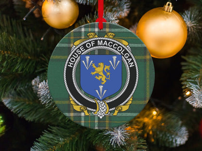 Physical Item Ornaments / one sided print 3.6" MacColgan Crest Irish tartan Christmas ornament decorations Ornaments