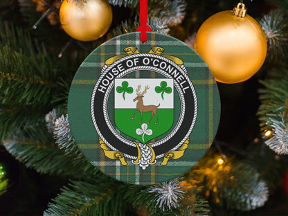 Physical Item Ornaments / one sided print 3.6" O'Connell Crest Irish Tartan Christmas Ornament Decorations Ornaments