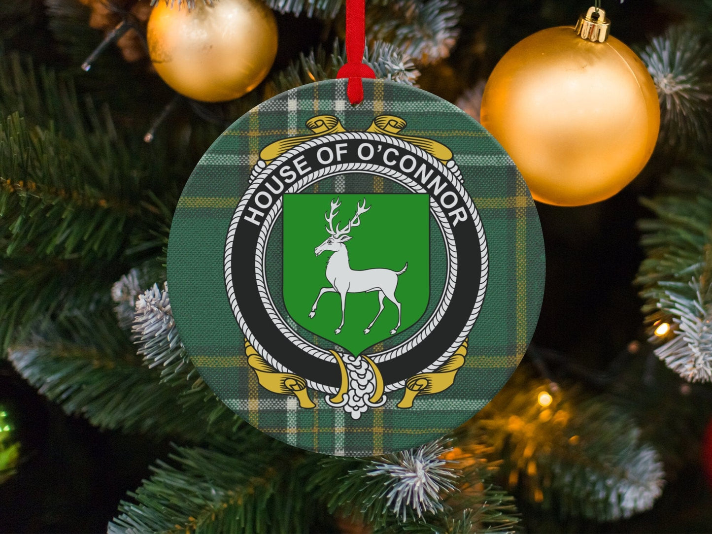 Physical Item Ornaments / one sided print 3.6" O'Connor Crest Irish tartan Christmas Ornament Decoration