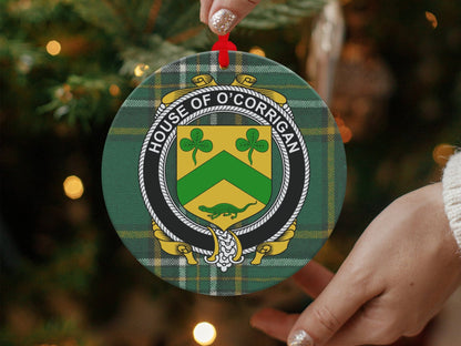 Physical Item Ornaments / one sided print 3.6" O'Corrigan Crest Irish Tartan Christmas Ornaments