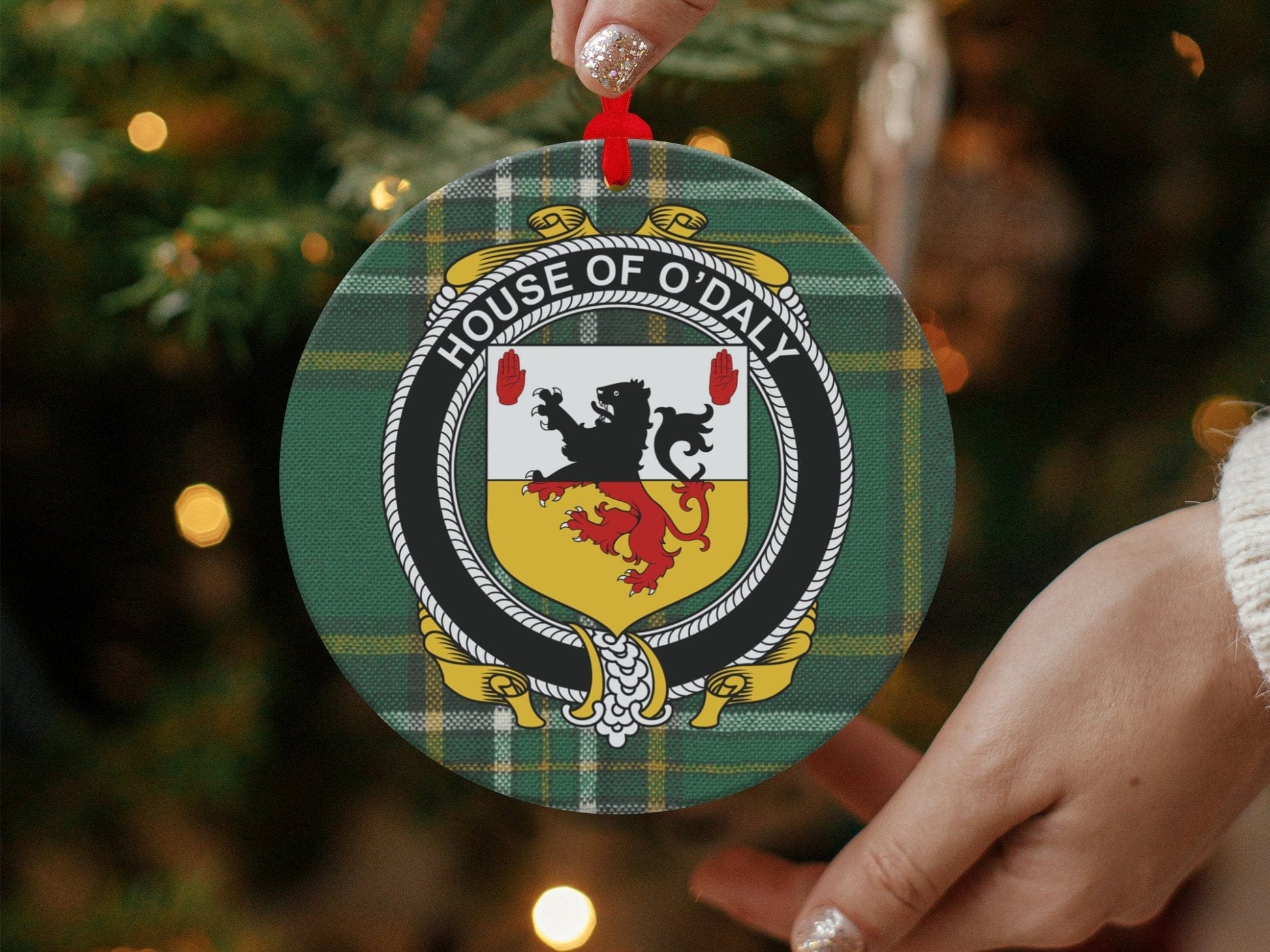 Physical Item Ornaments / one sided print 3.6" O'Daly Crest Irish tartan Christmas Ornaments