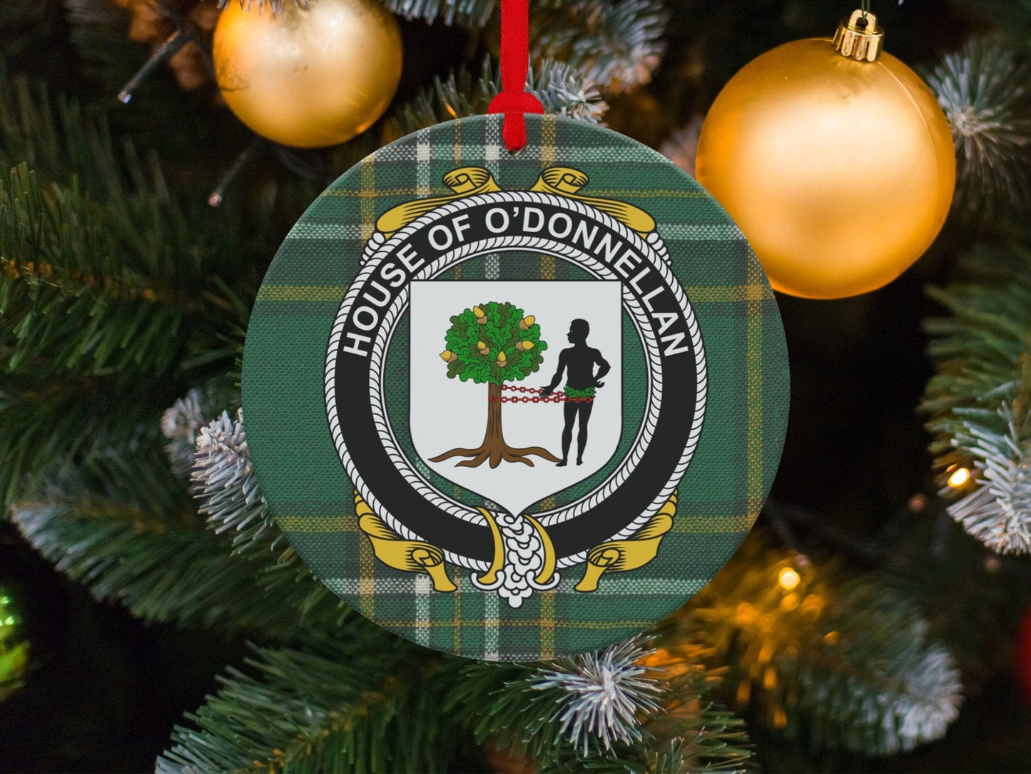 Physical Item Ornaments / one sided print 3.6" O'Donnellan Crest Irish tartan Christmas Ornaments