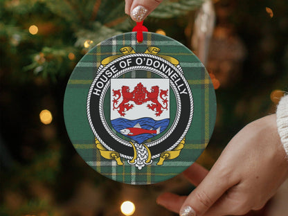 Physical Item Ornaments / one sided print 3.6" O'Donnelly Crest Irish tartan Christmas Ornaments