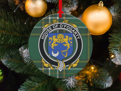 Physical Item Ornaments / one sided print 3.6" O'Fogarty Crest Irish tartan Christmas Ornament Decoration