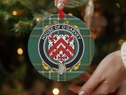 Physical Item Ornaments / one sided print 3.6" O'Garvey Crest Irish tartan Christmas Ornament Decorations