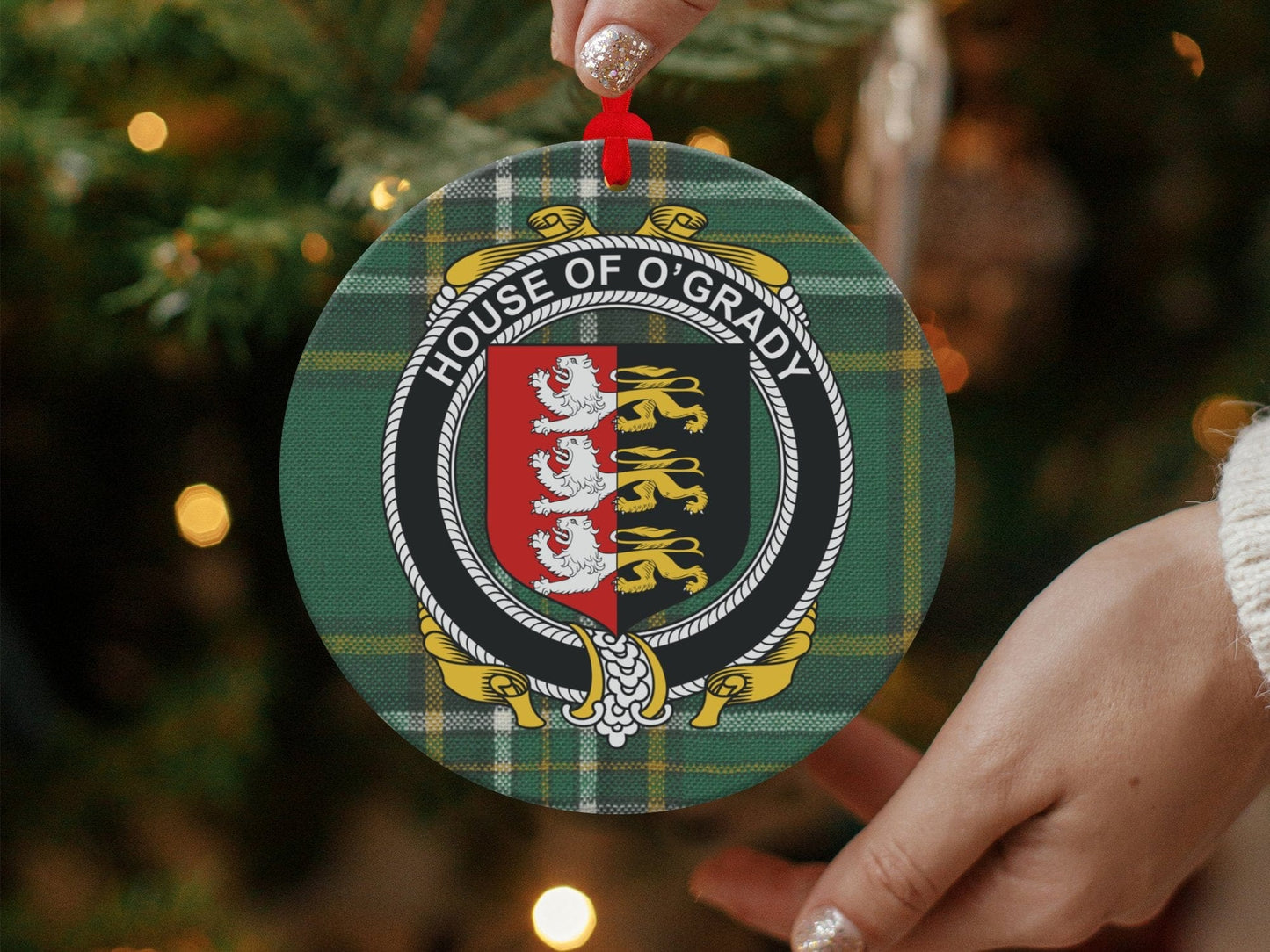 Physical Item Ornaments / one sided print 3.6" O'Grady Crest Irish tartan Christmas Ornament Decoration