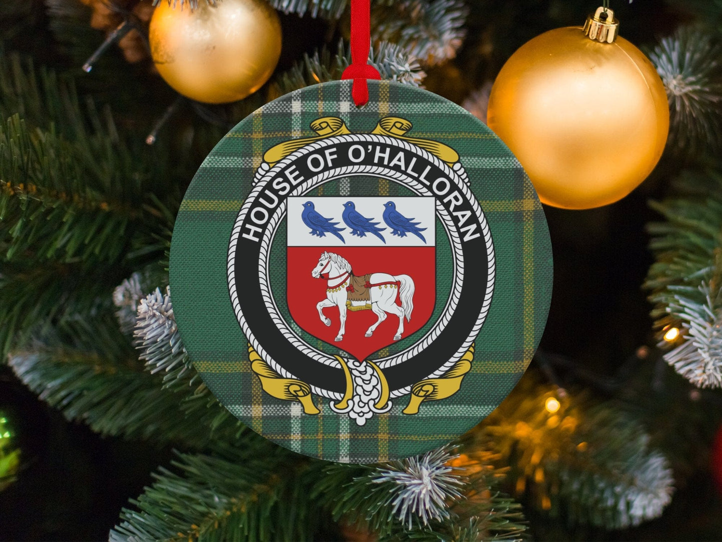 Physical Item Ornaments / one sided print 3.6" O'Halloran Crest Irish tartan Christmas Ornament Decoration