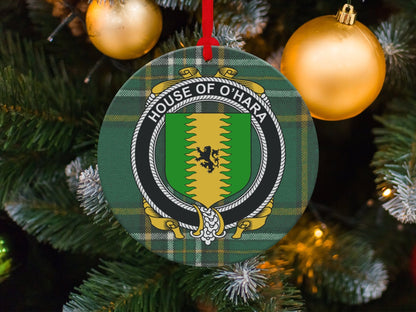 Physical Item Ornaments / one sided print 3.6" O'Hara Crest Irish Tartan Christmas Ornament Decoration Ornaments