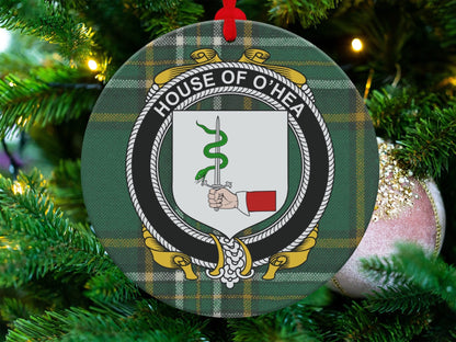 Physical Item Ornaments / one sided print 3.6" O'Hea Crest Irish Tartan Christmas Ornament Decoration