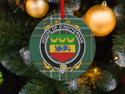 Physical Item Ornaments / one sided print 3.6" O'Heffernan Crest Irish tartan Christmas Ornament Decoration