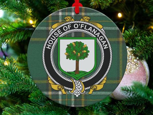 Physical Item Ornaments / one sided print 3.6" OFlanagan Crest Irish tartan Christmas Ornaments