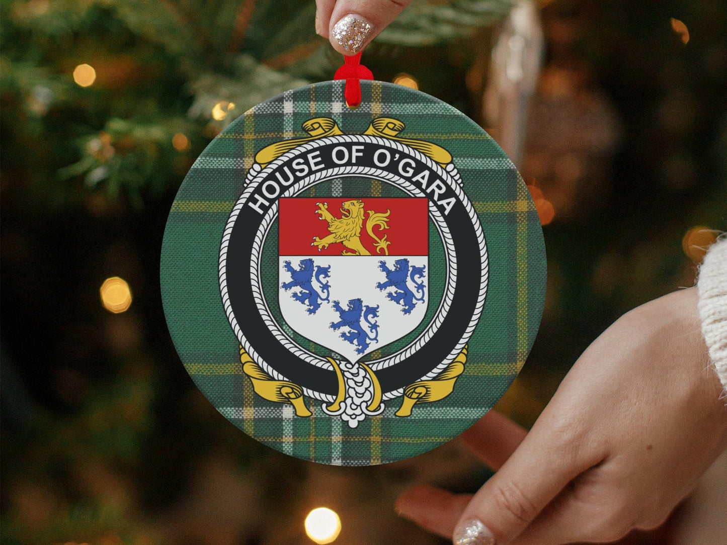 Physical Item Ornaments / one sided print 3.6" OGara Crest Irish tartan Christmas Ornament Decoration