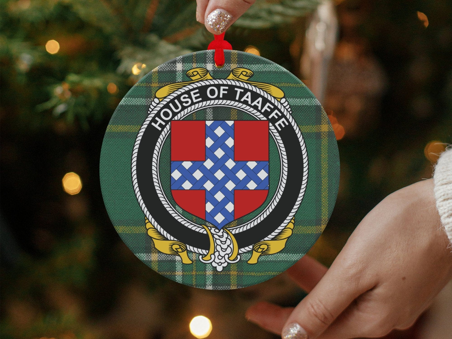 Physical Item Ornaments single sided print / one sided print 3.6" Taaffe Crest Irish surname tartan christmas ornament decoration Ornaments