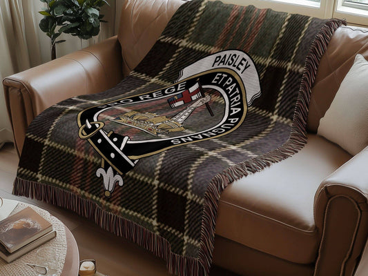 Paisley Clan Crest Tartan Scottish Woven Blanket - Celtic Ancestry Gifts