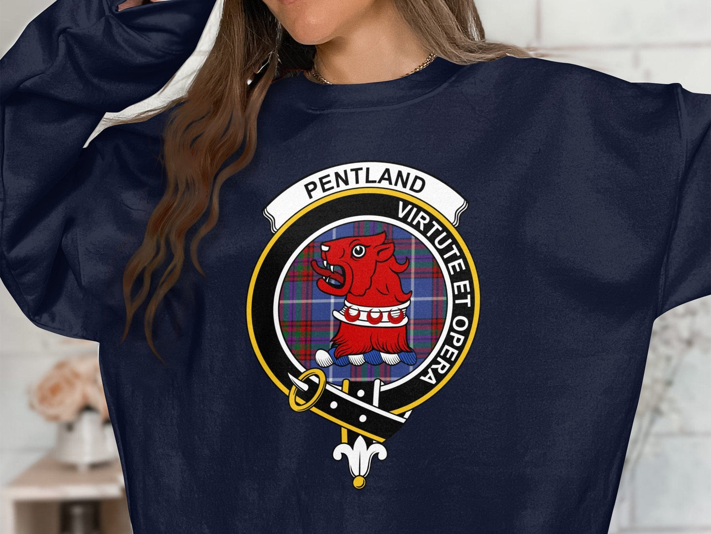 Physical Item Pentland Clan Crest Scottish Tartan long sleeve tee sweatshirt hoodie