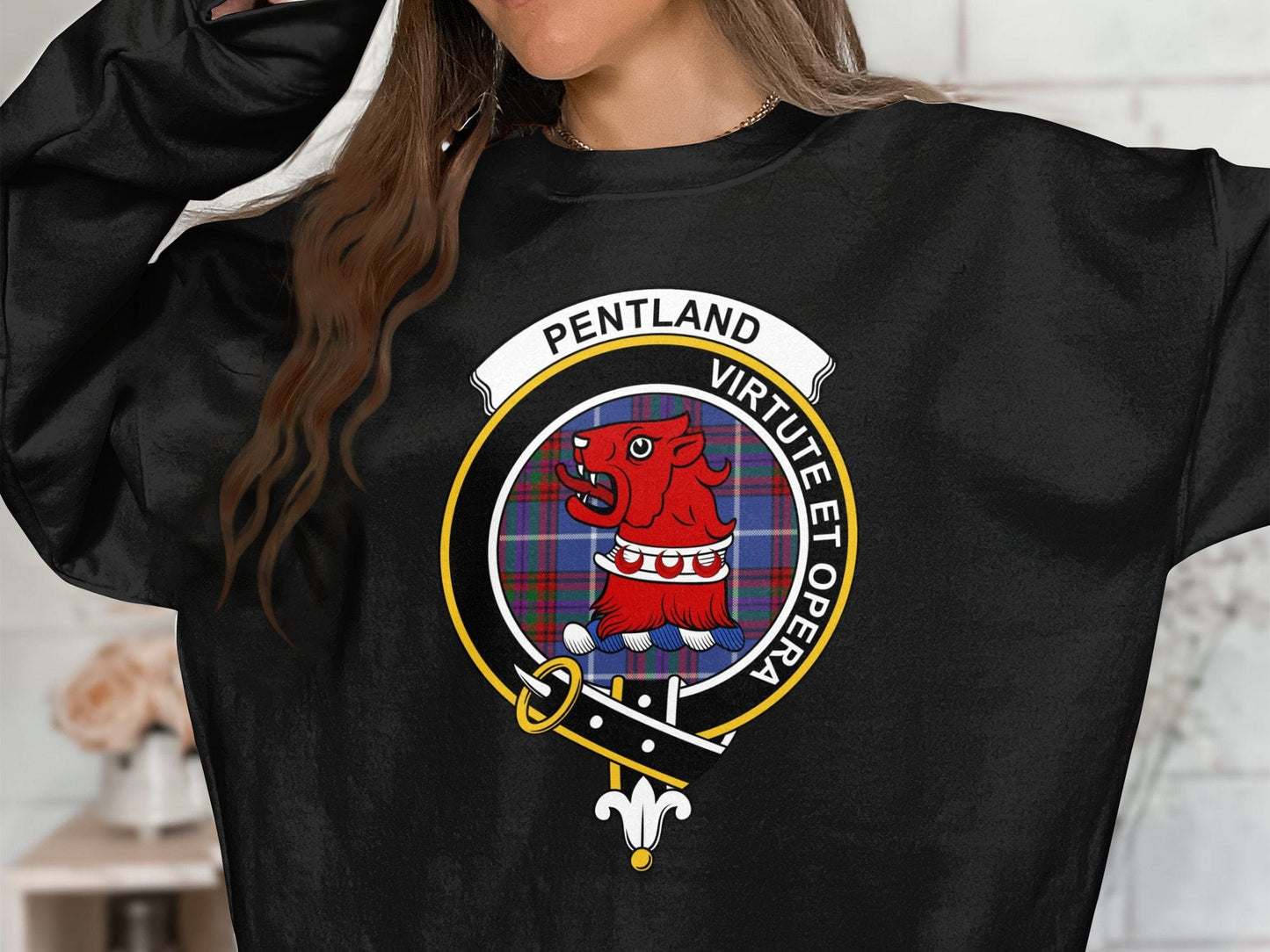 Physical Item Pentland Clan Crest Scottish Tartan long sleeve tee sweatshirt hoodie