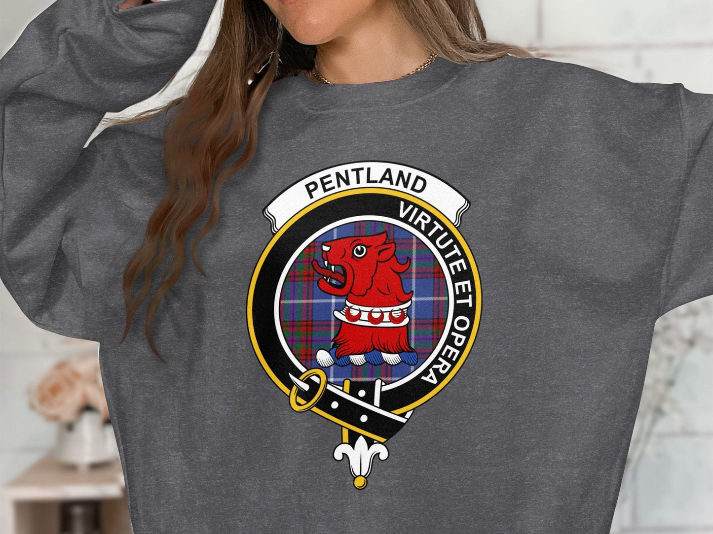 Physical Item Pentland Clan Crest Scottish Tartan long sleeve tee sweatshirt hoodie