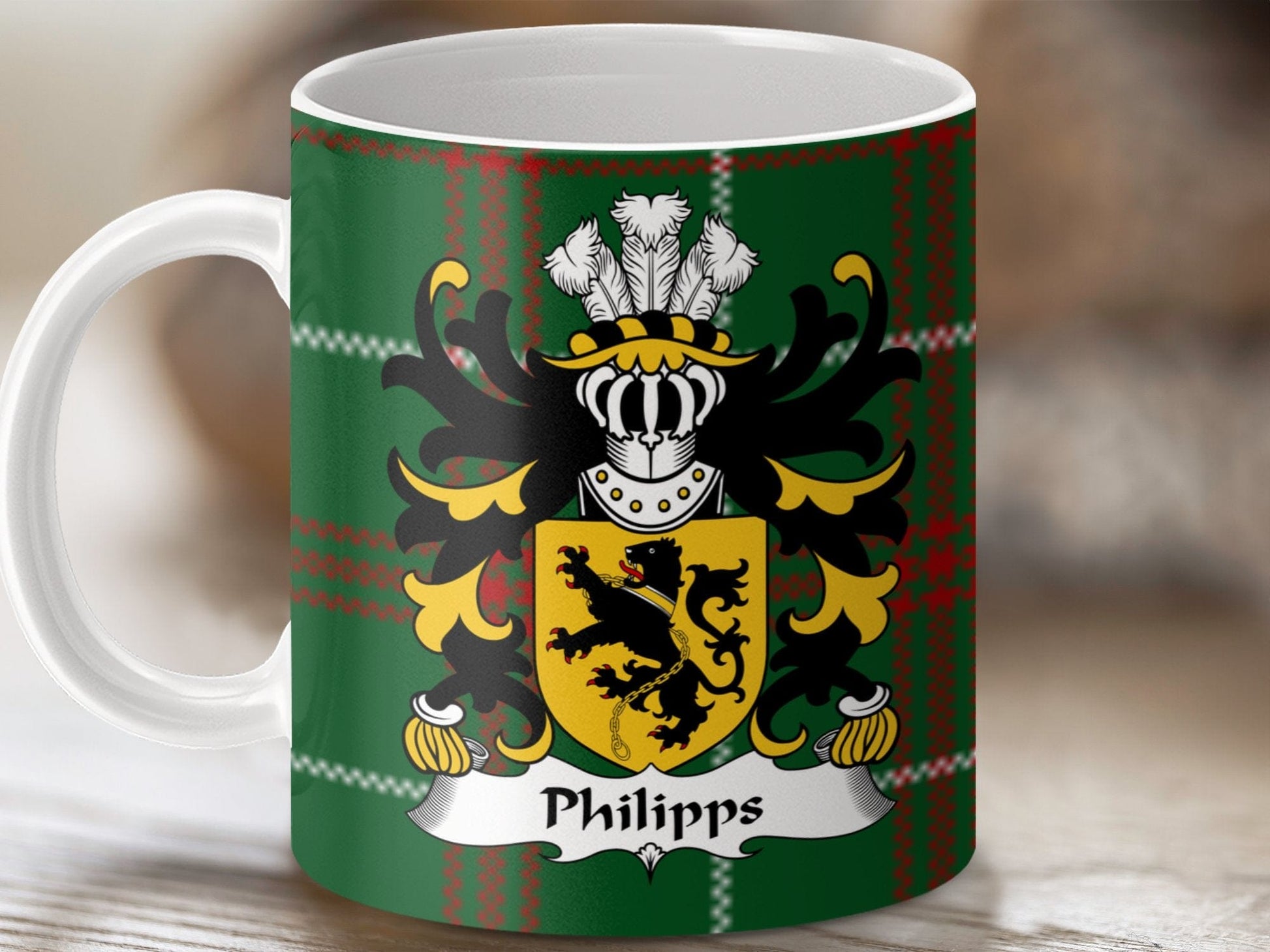 Physical Item Philipps Welsh Surname Tartans Background Mug