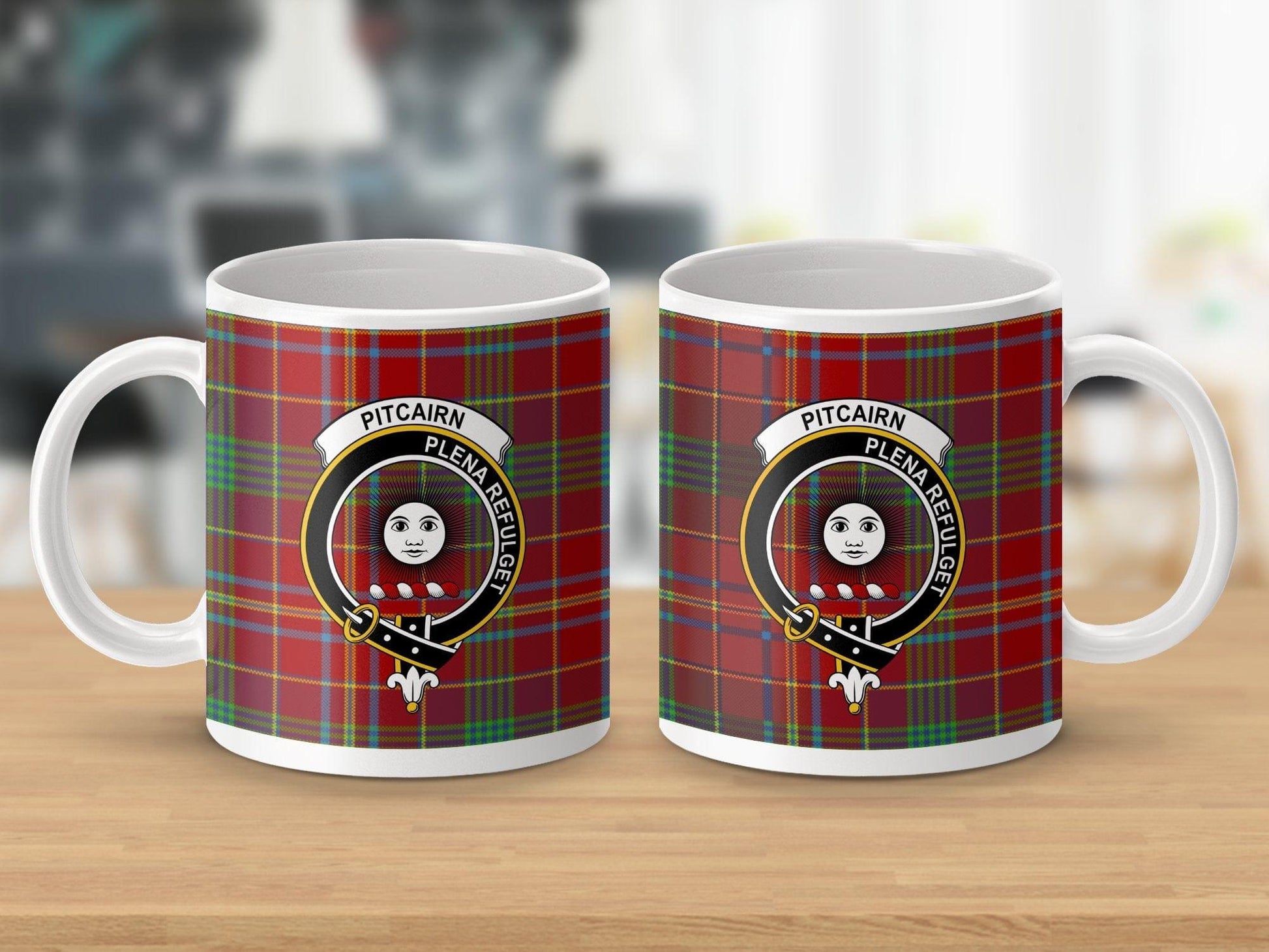 Physical Item Pitcairn Clan Crest Tartan Scottish Mug