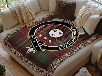 Physical Item Pitcairn Clan Scottish Tartan Crest Woven Blanket