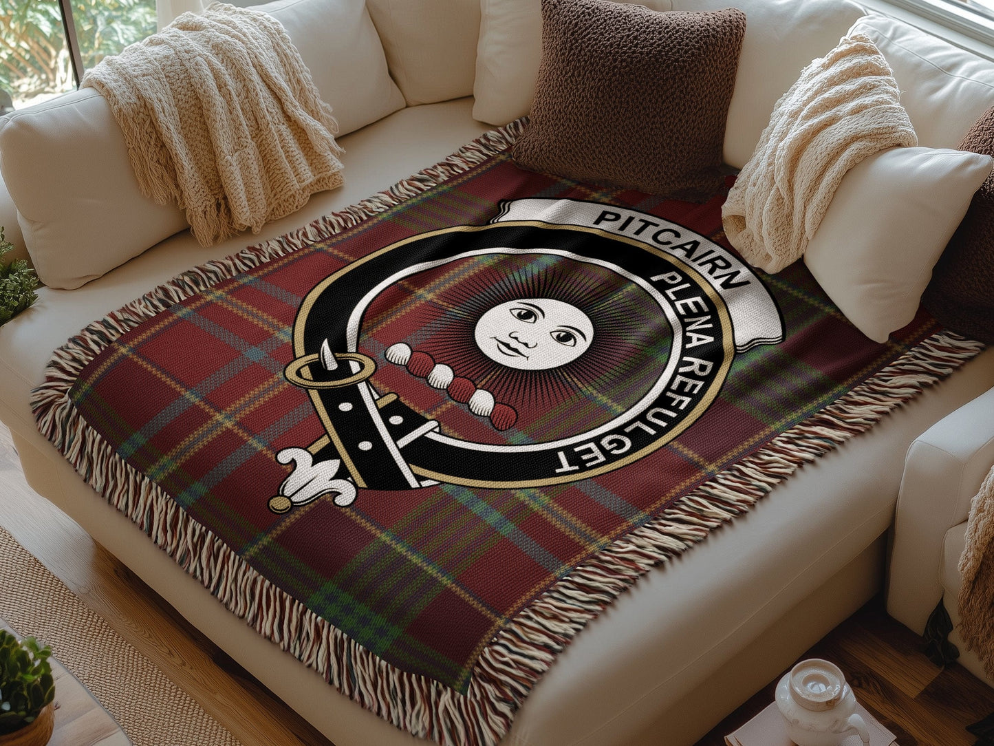 Physical Item Pitcairn Clan Scottish Tartan Woven Blanket