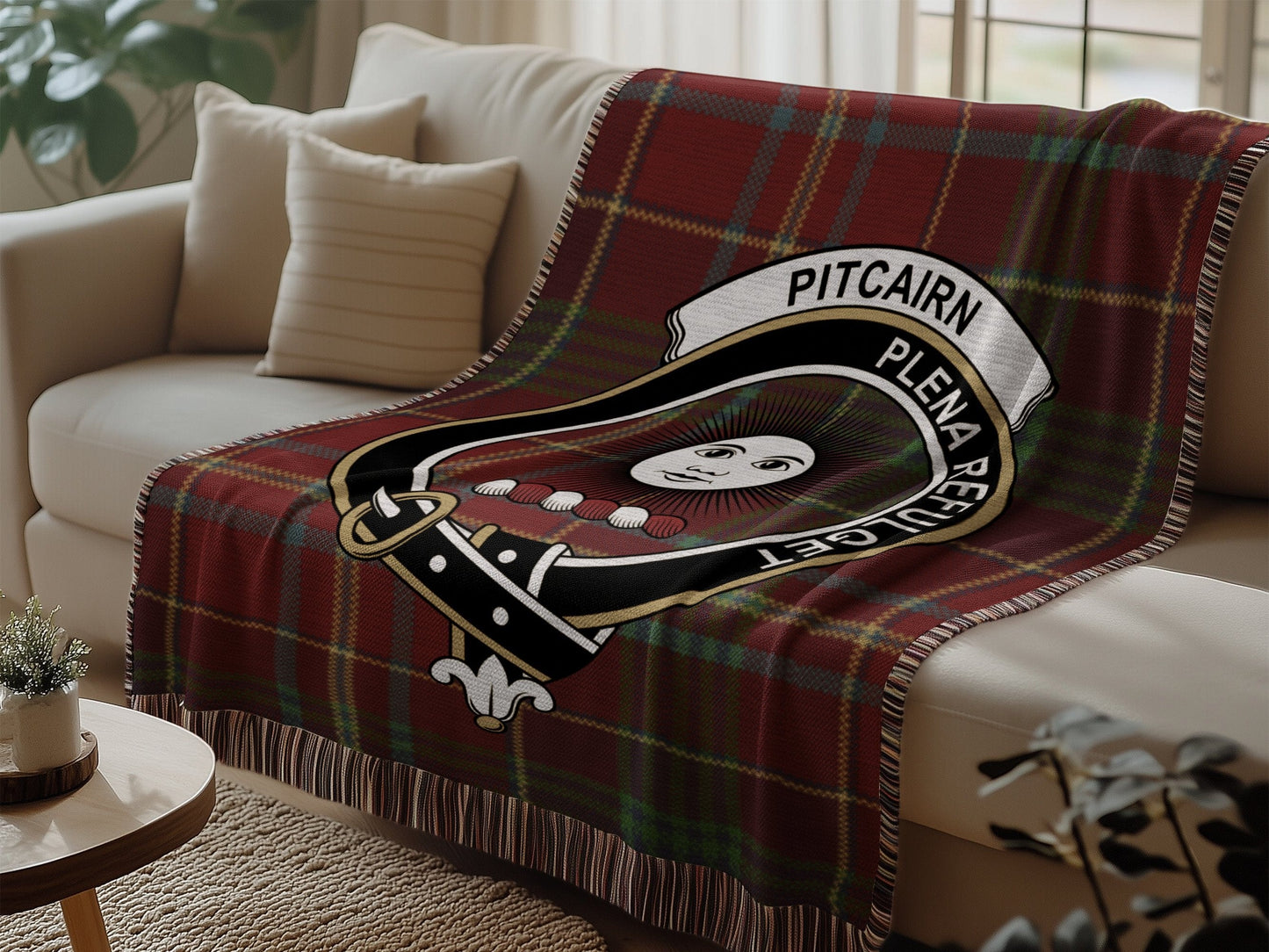 Physical Item Pitcairn Clan Scottish Tartan Woven Blanket