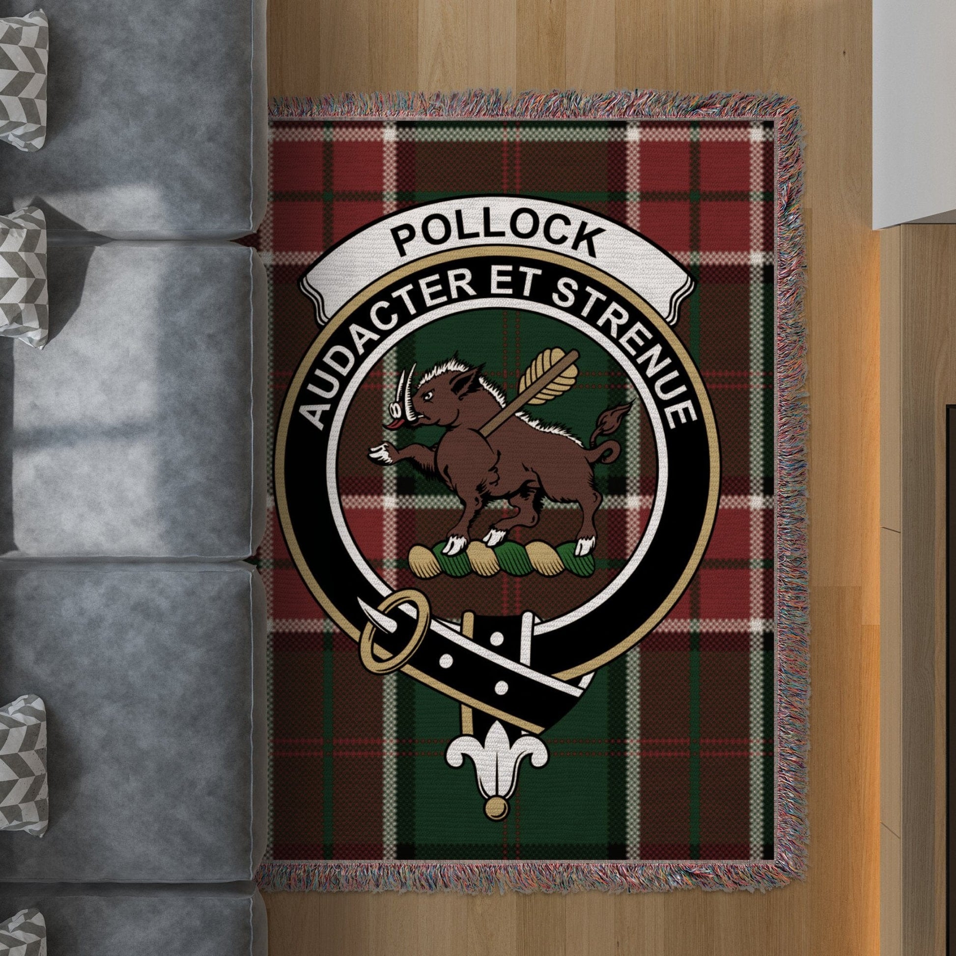 Physical Item Pollock Clan Scottish Tartan Woven Blanket