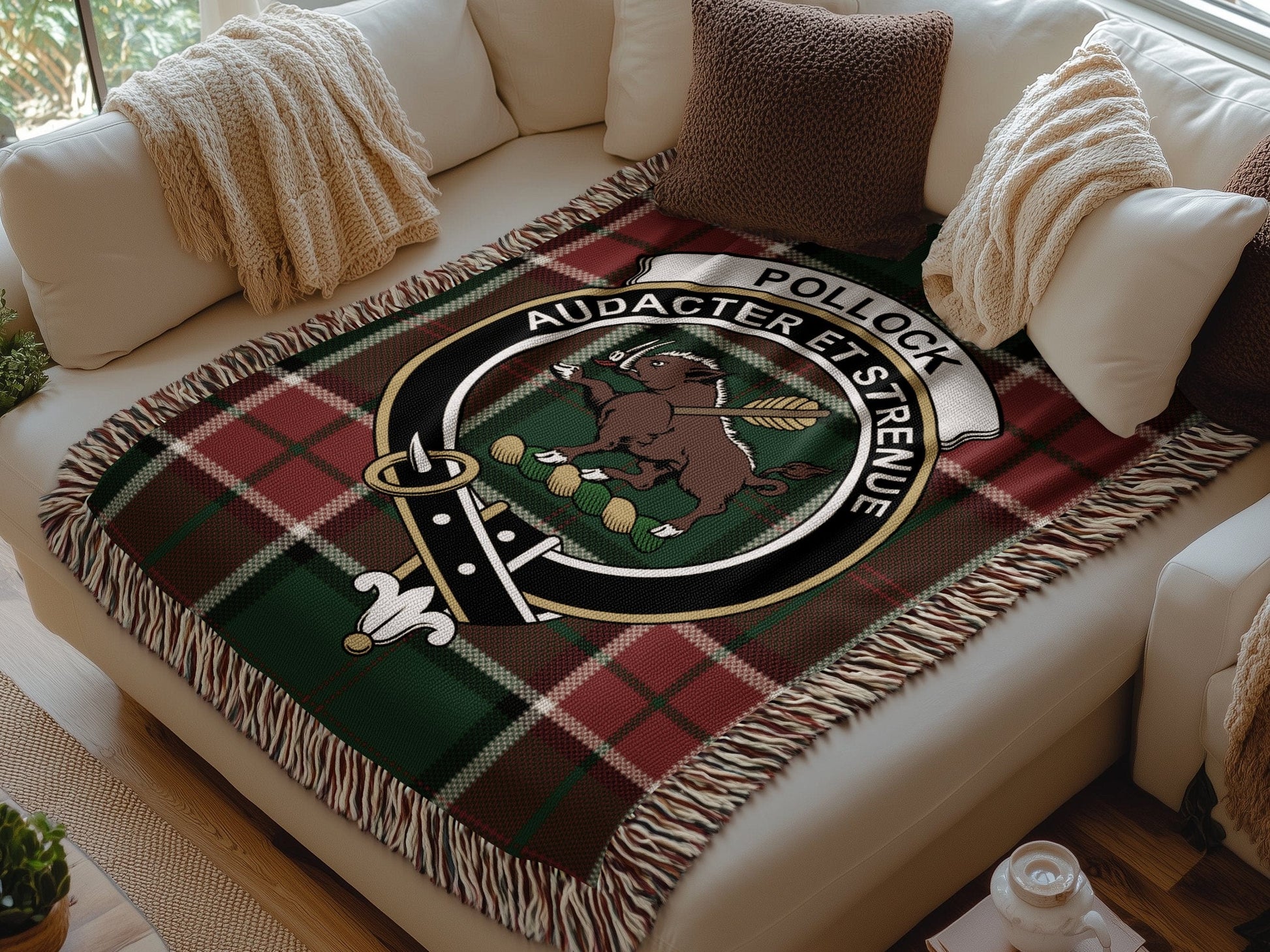 Physical Item Pollock Clan Scottish Tartan Woven Blanket