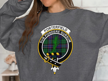 Physical Item Porterfield Scottish Clan Crest Tartan long sleeve tee sweatshirt hoodie