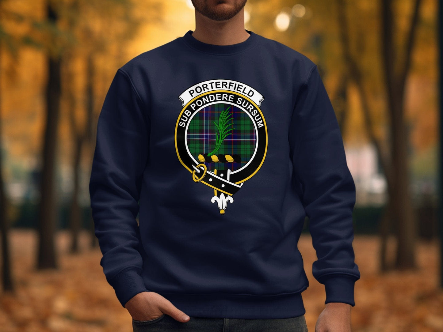 Physical Item Porterfield Scottish Clan Crest Tartan long sleeve tee sweatshirt hoodie