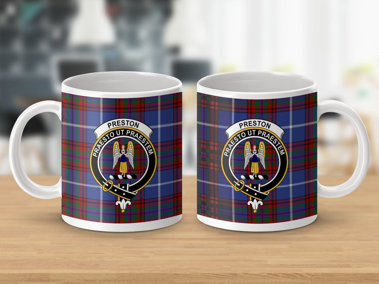 Physical Item Preston Clan Crest Tartan Scottish mug