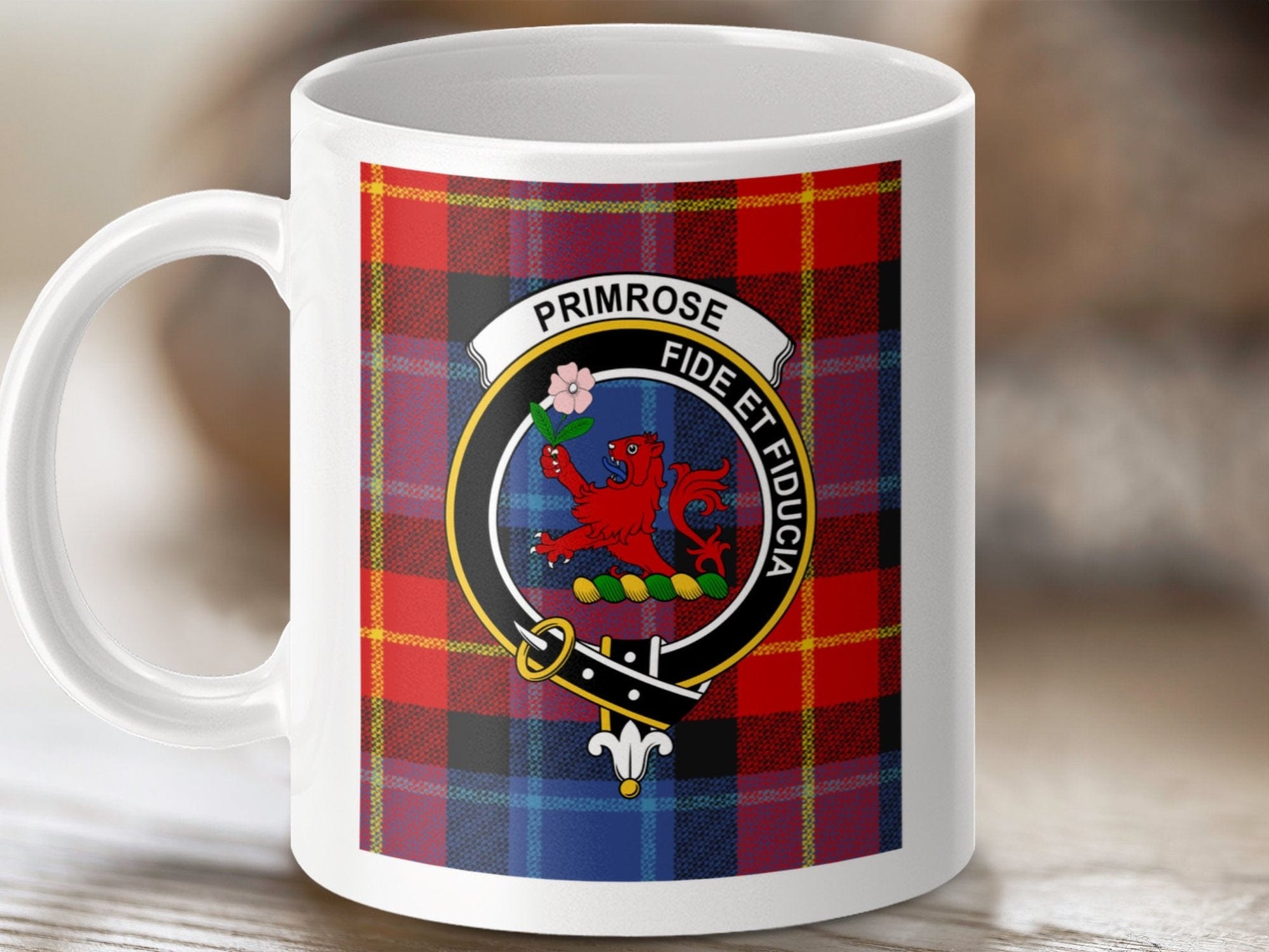 Physical Item Primrose Clan Scottish Tartan Crest Mugs