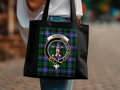 Physical Item Proud Scottish Clan Crest on Tartan Background Tote Bag