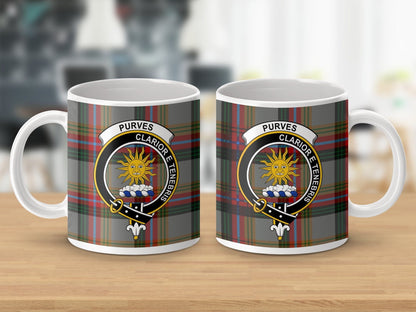 Physical Item Purves Clan Crest Tartan Scottish Mug