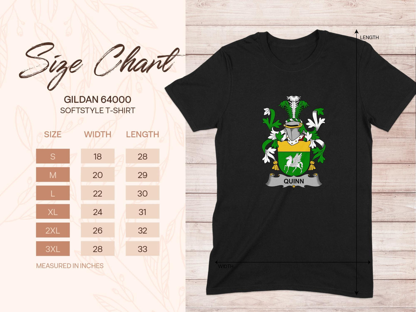 Physical Item Quinn Surname Irish Heraldry Unisex T-Shirt