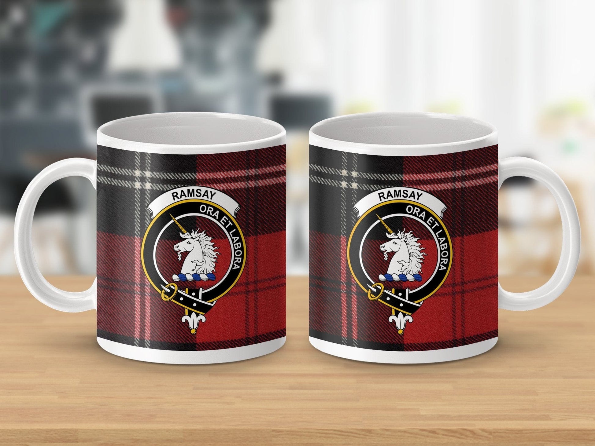 Physical Item Ramsay Clan Crest Tartan Scottish Mug