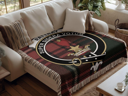 Physical Item Rattray Clan Crest Tartan Scottish Woven Blanket